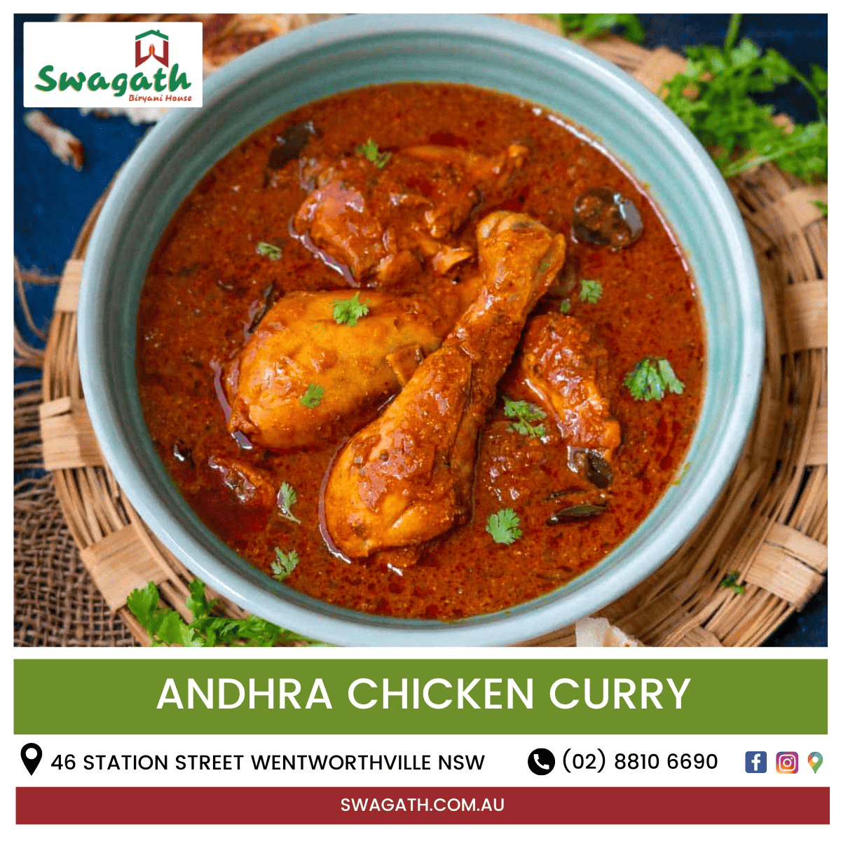 Andhra Chicken Curry - A spicy and flavourful South Indian dish with tender chicken pieces.