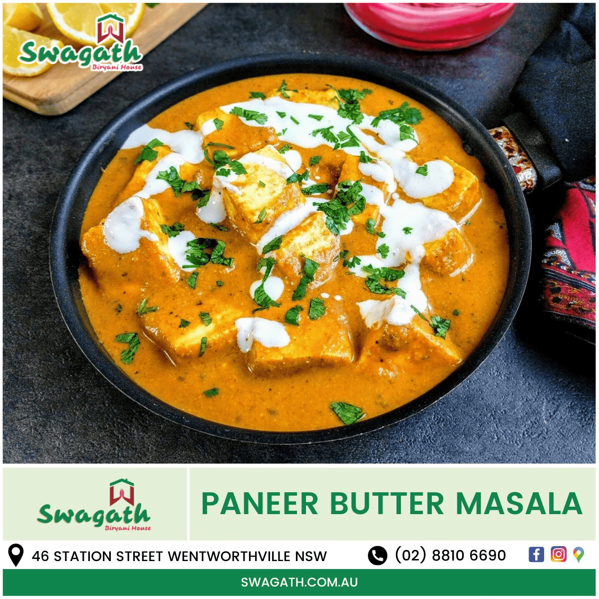 Plate of tempting Paneer Butter Masala, a North Indian delicacy